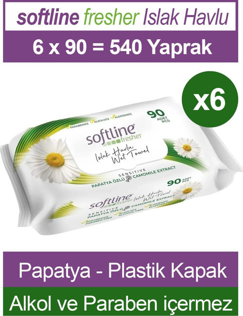 Fresher Sensitive 90 Yaprak 6 Paket Islak Mendil Papatya Özlü