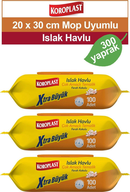 Mop uyumlu Çok Amaçlı Islak Temizlik Havlusu Ferah Kokulu 3x100 adet