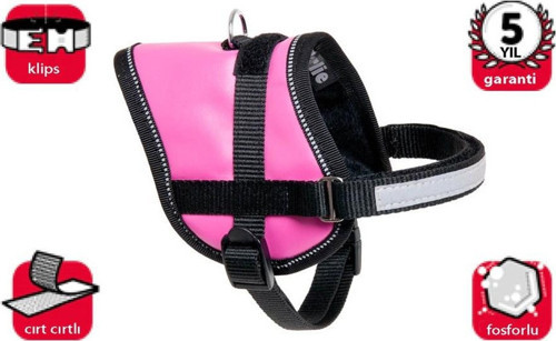 Reflektörlü Göğüs Tasma XS 26-35cm Pembe Renkli