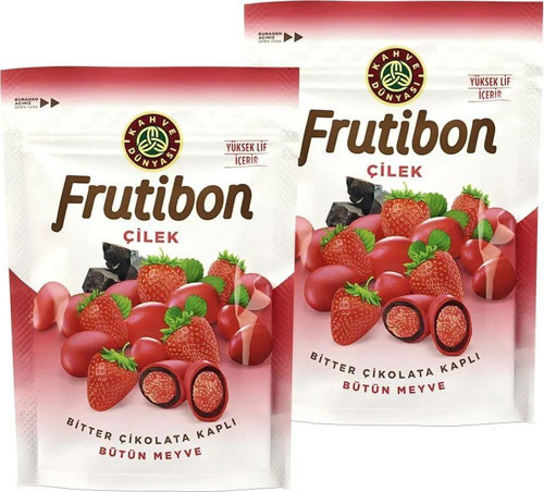 Dünyası Frutibon Çilekli Bitter Çikolata Kaplı 50 Gr X 2 Adet