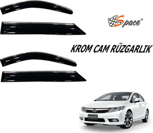 Krom Cam Rüzgarlığı 1.2Mm Honda Civic 2012-2015 4'Lü / Caru429