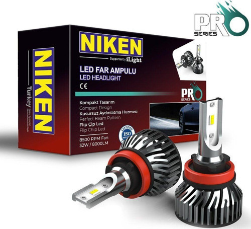 H9 Led Xenon Far Aydınlatma Seti Şimşek Etkili Niken Pro 8000Lm