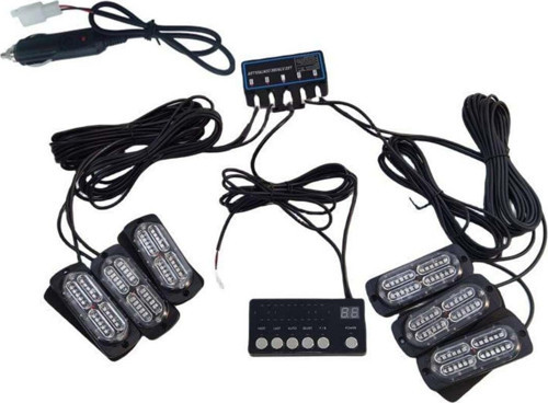 17 Fonksiyonlu Çakar Lamba 12-30V 24 Led 6 Adet Kırmızı*Mavi Set / Lapa549