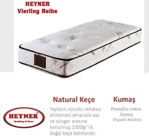 Vierling Reihe 130X190 Cm Ortopedik Yaylı Yatak Lüx Coffe Bamboo Yatak
