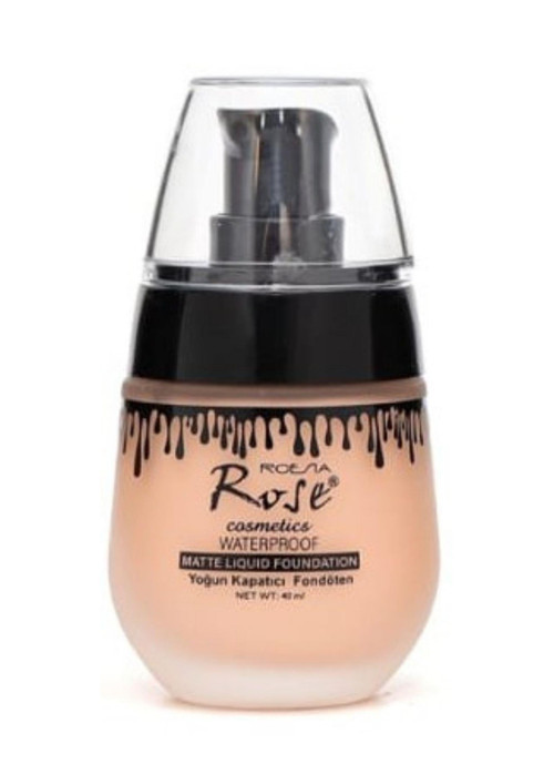 Rose Waterproof Mat Likit Fondöten No:3 Yoğun Kapatıcı, Suya Dayanıklı, Uzun Süre Kalıcı