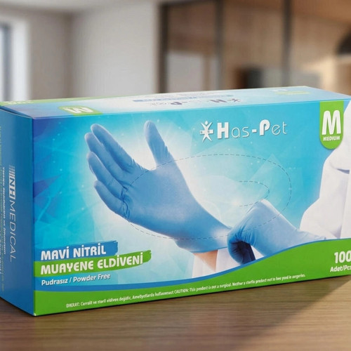 Nitril Eldiven Medium Mavi