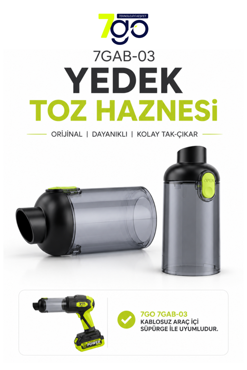 7Gab-03 Yedek Toz Haznesi | Şeffaf Toz Haznesi | Kolay Tak-Çıkar | Dayanıklı Plastik Gö