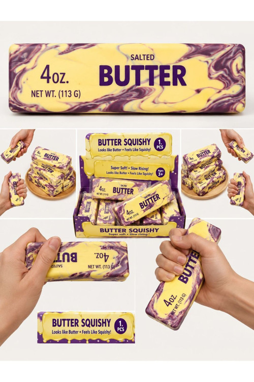 Butter Squishy Tereyağı Tasarımlı Viral Sıkılabilir Stres Oyuncağı – Yumuşak Duyusal Fidget Oyuncak
