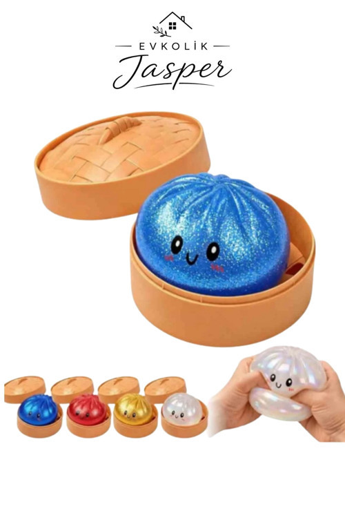 Sürpriz Renkli Çin Mantısı - Dumping Squishy - Rainbow Mystery Squisy Bun-Viral Figür Simli Model