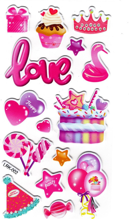 Sticker Kabartmalı Stiker Defter Planlayıcı Etiket (Lrk002)-17x9 cm- Pasta Party
