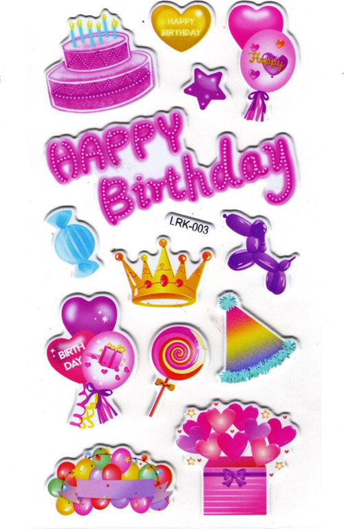 Sticker Kabartmalı Stiker Defter Planlayıcı Etiket (Lrk003)-17x9 cm- Doğum Günü