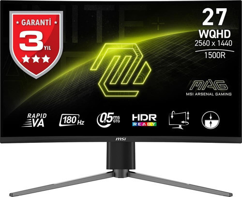 MAG 27CQ6PF 27" 0.5 ms 2K Curved 180 Hz Oyuncu Monitörü