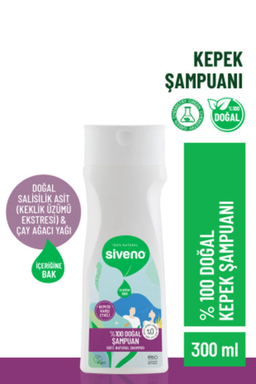 %100 Doğal Kepeğe Karşı Etkili Şampuan Günlük Bakım Yağlı Saçlar Çay Ağacı Keklik Üzümü Vegan 300 ml
