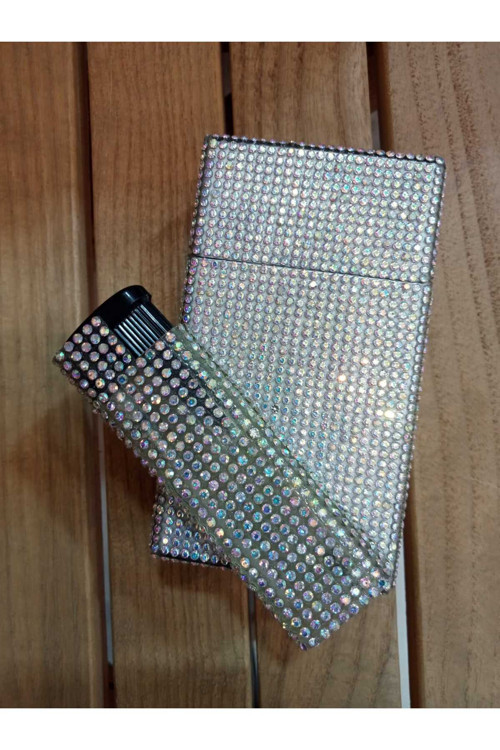 Janjanlı (Neon) Touch Metal Sigara Kutusu ve Çakmak (DOLABİLEN)
