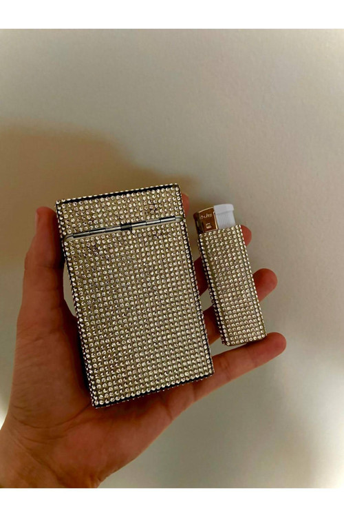 Leopar Taşlı Touch Metal Sigara Kutusu