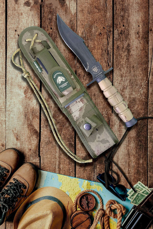 Outdoor Için Bıçak Mutfak Bıçak Komando Rambo Kamp Av Bıçağı Çakı Kılıfla 2 Parça