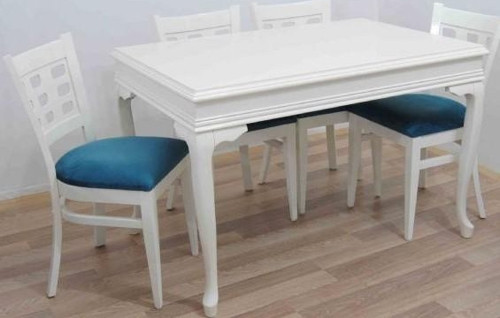 Masa-sandalye 13995 Tk Model 9GÖZ Kayın Retro Parlak beyaz Sandalye AÇIL masa