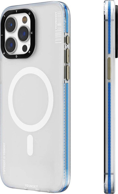 İphone 15 Pro Max Kılıf Magsafe Şarj Özellikli Youngkit Jiansha Serisi Kapak Mavi