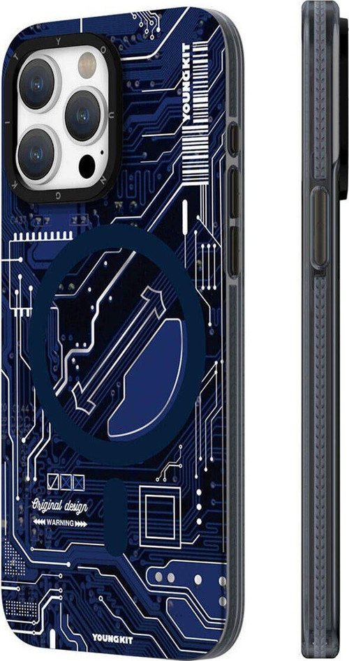İphone 15 Pro Max Kılıf Magsafe Şarj Özellikli Youngkit Technology Serisi Kapak Lacivert