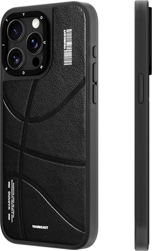 İphone 15 Pro Max Uyumlu Kılıf Magsafe Şarj Özellikli Youngkit Backboard Serisi Leather Siyah
