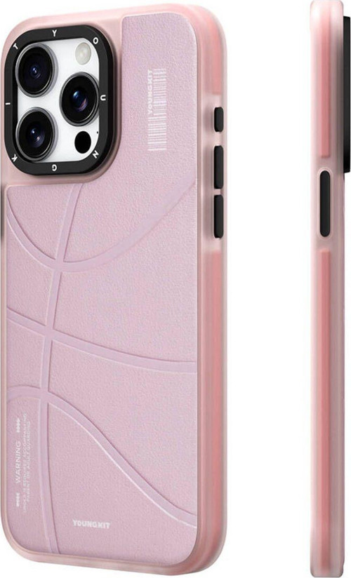 İphone 15 Pro Max Uyumlu Kılıf Magsafe Şarj Özellikli Youngkit Backboard Serisi Leather Pembe