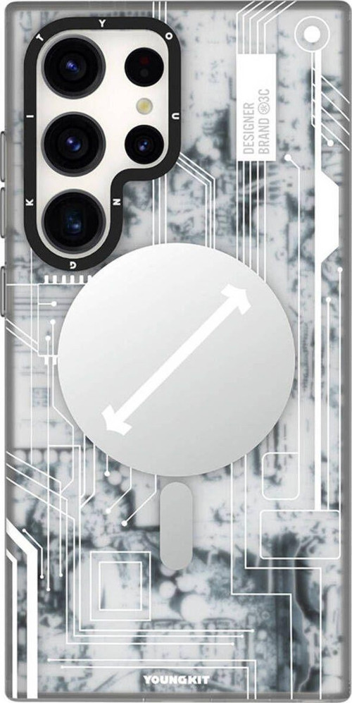 Galaxy S24 Ultra Uyumlu Kılıf Magsafe Şarj Özellikli Youngkit Technology Serisi Kapak Beyaz