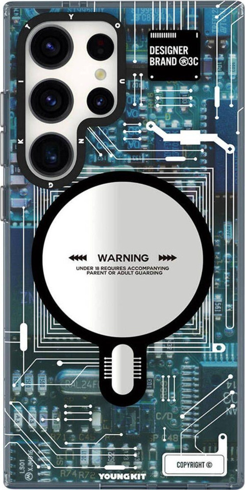 Galaxy S24 Ultra Uyumlu Kılıf Magsafe Şarj Özellikli Youngkit Technology Serisi Kapak Mavi