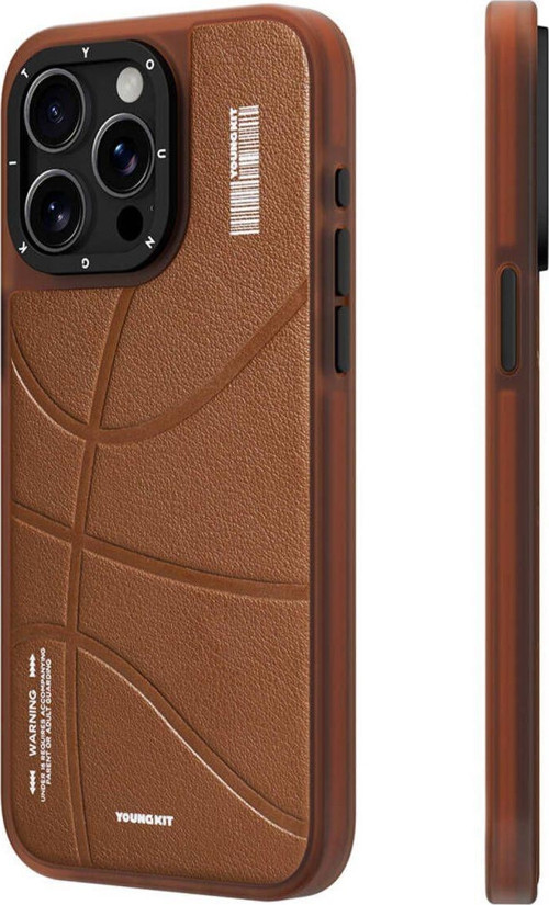 İphone 15 Pro Max Uyumlu Kılıf Magsafe Şarj Özellikli Youngkit Backboard Serisi Leather Kahverengi