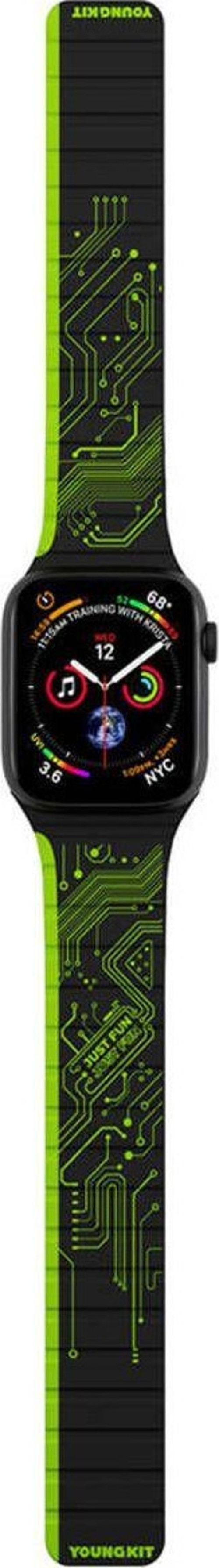 Watch 7 45Mm Uyumlu Kordon Youngkit Technology Magnetik Tak Çıkar Silikon Strap Kayış Yeşil