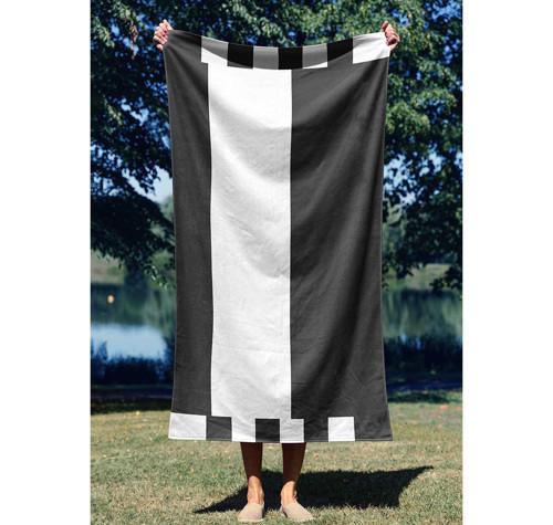 Kare Çizgi Desen Dijital Baskı Plaj Havlusu 75x150