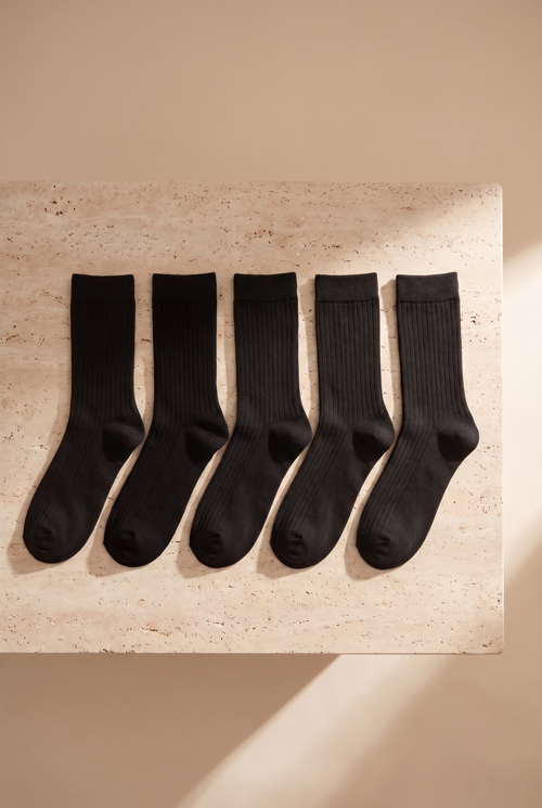 5'li Paket Unisex Soket Çorap Siyah Mix