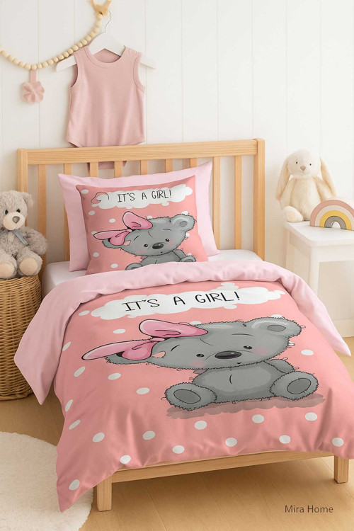 Yenidoğan Kız Bebek Nevresim Takımı %100 Pamuklu İts A Girl