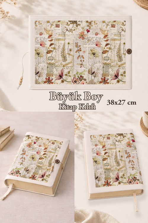 Bloom Collection | 38X27 Cm Büyük Boy Kitap Kılıfı | Orta Boy, Hafız Boy Ve Rahle Boy Kur'An Uyumlu