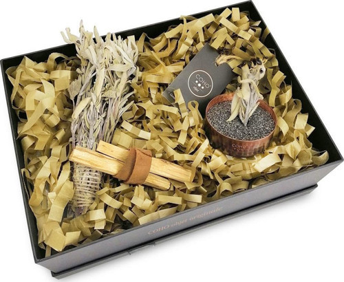Coho Box Antique Meditation Bakır Tütsülük & 2 Palo Santo & Adaçayı Tütsü Seti
