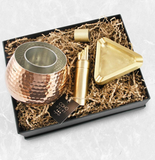 Coho Box Artisan Bakır Ehl-i Keyf & Brazen Döküm Prinç Küllük & Kibritlik Hediye Seti