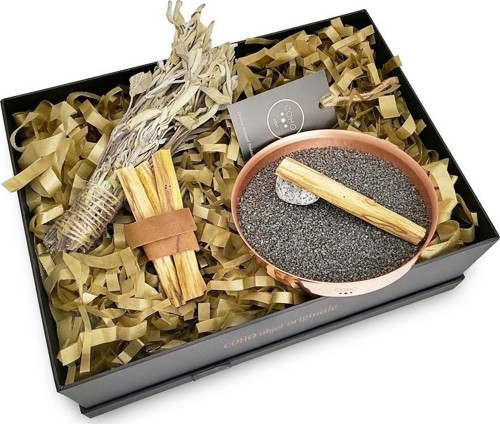 Coho Box Artisan Bakır Zen Tütsülük & 3 Palo Santo & Adaçayı Tütsü Seti
