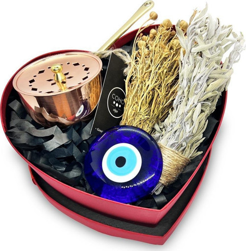 Coho Love Box Artisan Tütsü Çanağı & Nazarlık & Adaçayı & Üzerlik Hediye Seti