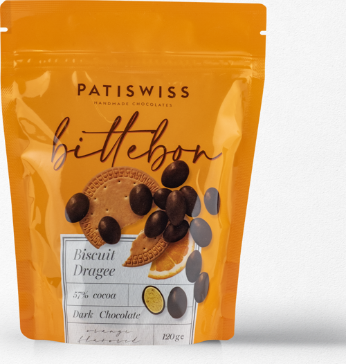 Bittebon Portakal Aromalı Bitter Çikolatalı Bisküvi Draje 120g