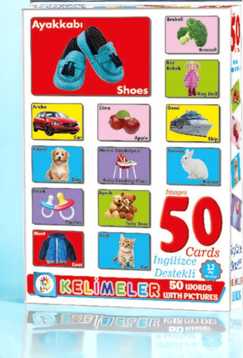 Resimli 50 Kelime - İngilizce Destekli Eğitici Oyun Seti | +12 ay Kutulu Oyun Set LC7179
