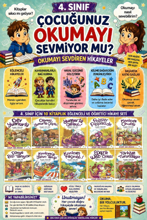 4 .Sınıf Okumayı Sevdiren 10 Lu Hikaye Seti (64 Sayfa)