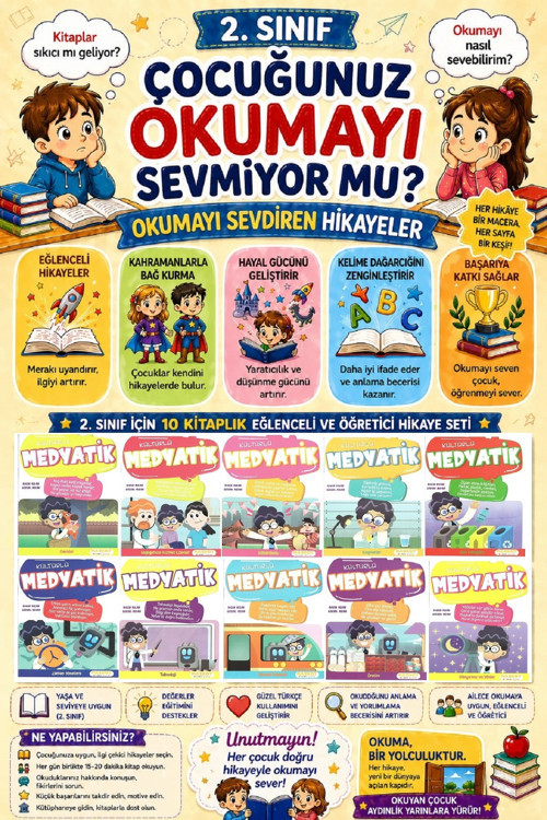 2 .Sınıf Okumayı Sevdiren 10 Lu Hikaye Seti (32 Sayfa)