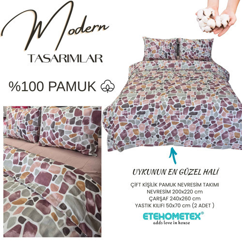ETEHOMETEX %100 Pamuk Nevresim Takımı ÇİFT KİŞİLİK