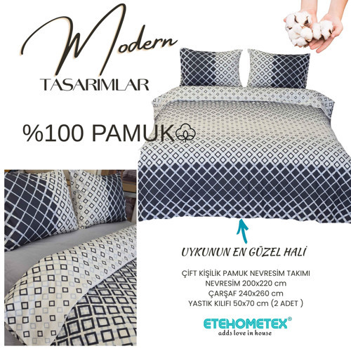 ETEHOMETEX %100 Pamuk Nevresim Takımı ÇİFT KİŞİLİK