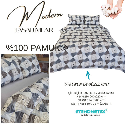 ETEHOMETEX %100 Pamuk Nevresim Takımı ÇİFT KİŞİLİK