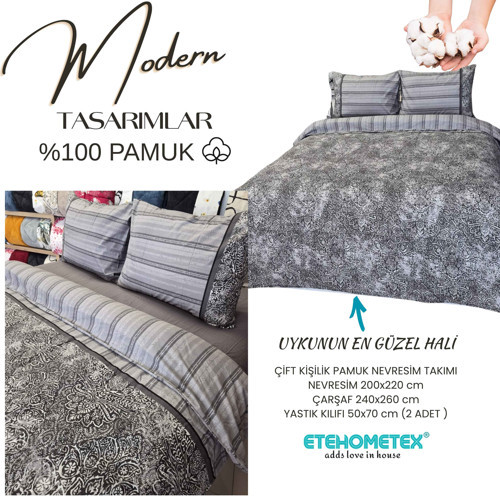 ETEHOMETEX %100 Pamuk Nevresim Takımı ÇİFT KİŞİLİK