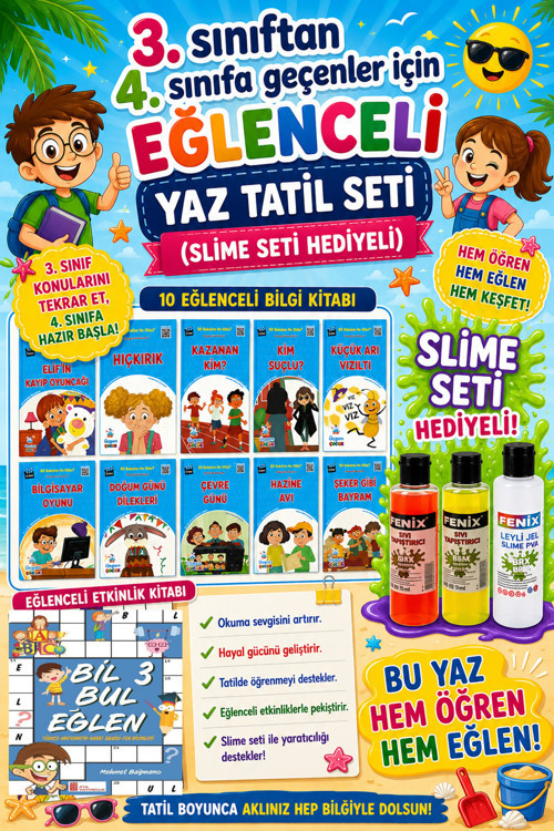 3. Sınıftan 4. Sınıfa Geçenler İçin Eğlenceli Tatil Seti (Slime Set Hediyeli)