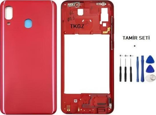 Samsung Galaxy A20 - SM-A205F FULL Kasa Arka Kapak Takım KIRMIZI - TAMİR SETİ