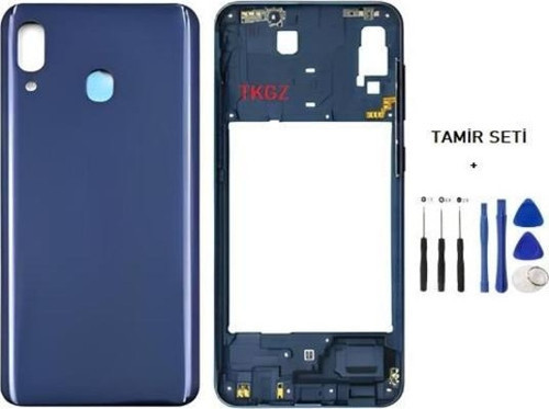Samsung Galaxy A20 - SM-A205F FULL Kasa Arka Kapak Takım MAVİ - TAMİR SETİ