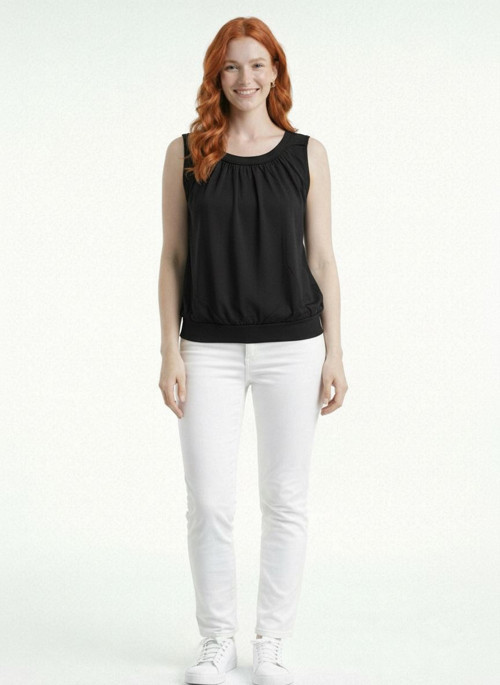 Kadın Kolsuz Slim Fit Triko Bluz