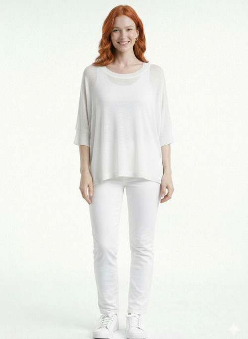 Kadın Relaxed Fit Beyaz Triko Bluz